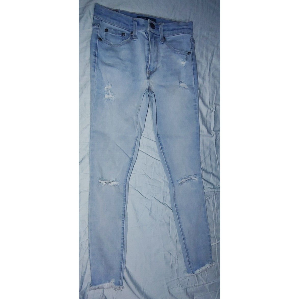 Aeropostale Womens Sz 2 Light Blue Jean Pants Skinny Stretch High Waist